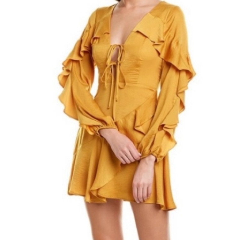 Bcbg Golden Mini Dress With Ties Size 2